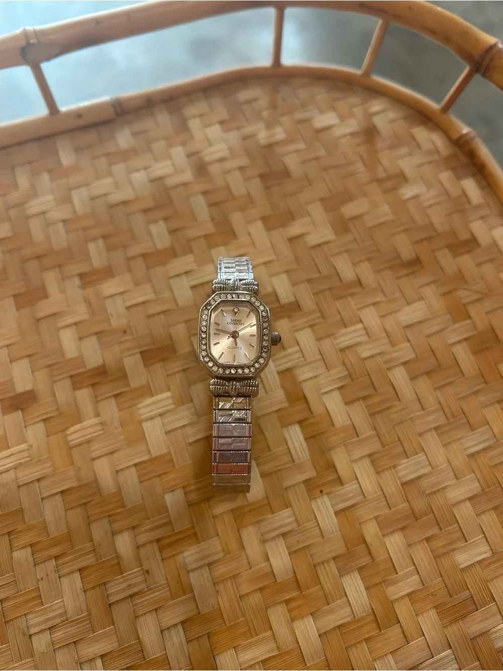 Vintage Sarah Coventry Silver Crystal-Trim Rhinestone Watch Bow